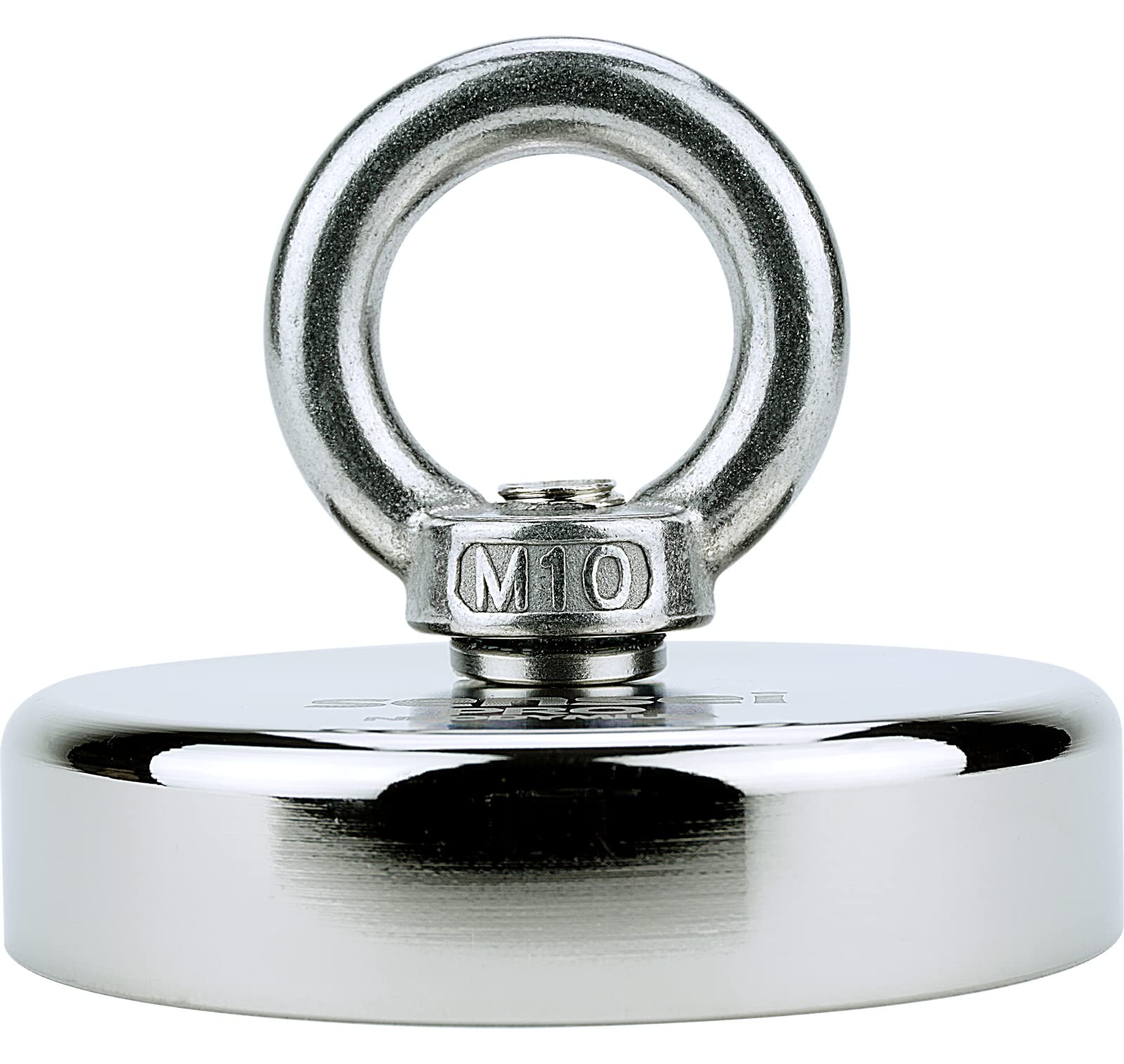 SENSEI® Magnete al Neodimio Potente – 300 kg di Forza, Ø 80 mm – Super Forte Calamita con Dado ad Occhiello da Pesca Magnetica, Uso Industriale, Casa, Officina e Sollevamento