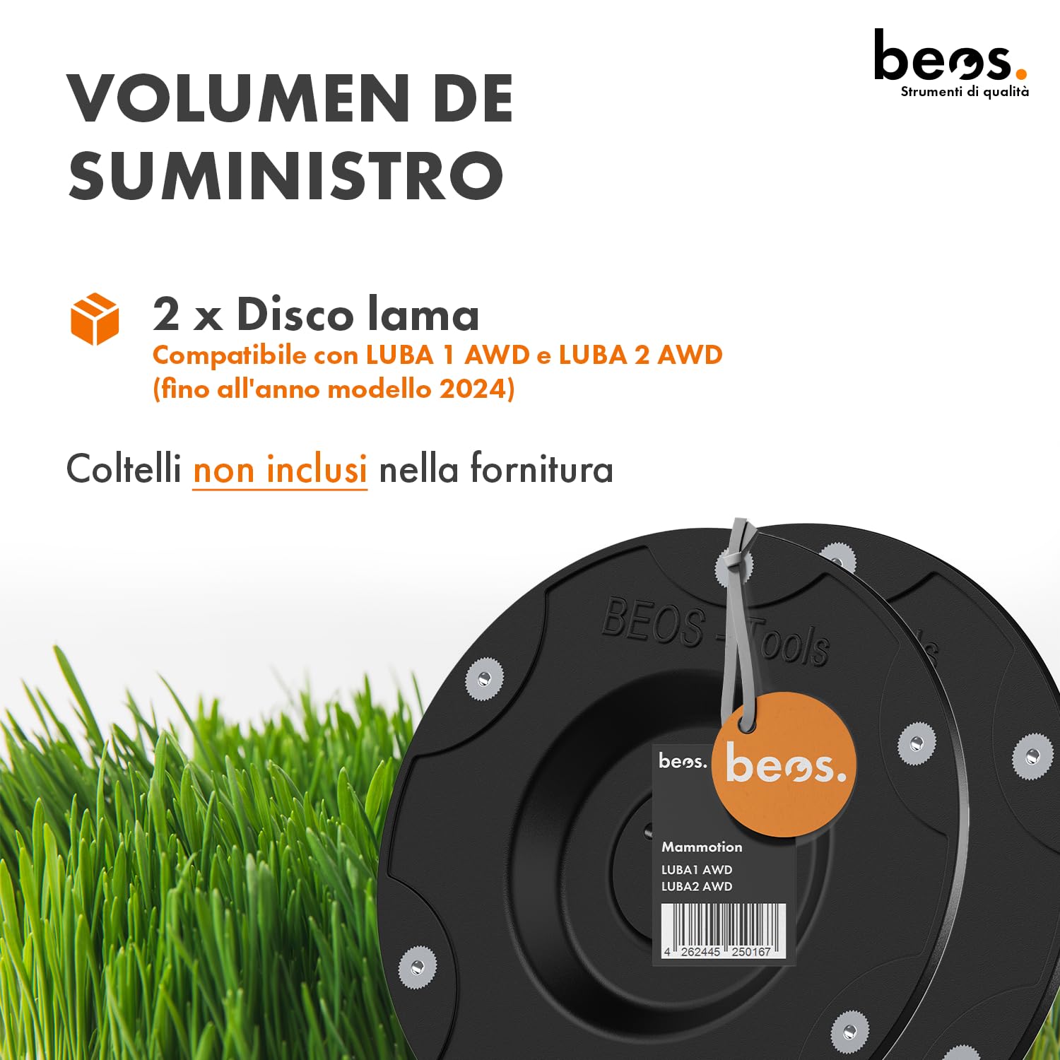 BEOS 24 Lame Di Ricambio Premium In Titanio + Viti Autobloccanti Per Robot Tagliaerba Mammotion LUBA E YUKA