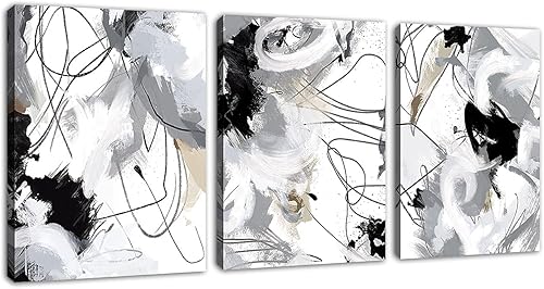 Lienzo abstracto para pared, para dormitorio, baño, sala de estar, decoración de pared, negro, blanco, gris, moderno, abstracto, lienzo, impresiones