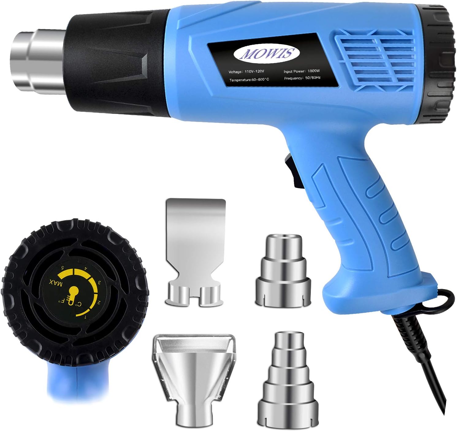 Buy Heat Gun Mowis 1800w Heavy Duty Hot Air Shrink Gun Temperature Adjustable With 4 Nozzle Attachments Online In Turkey B07yzdn38d