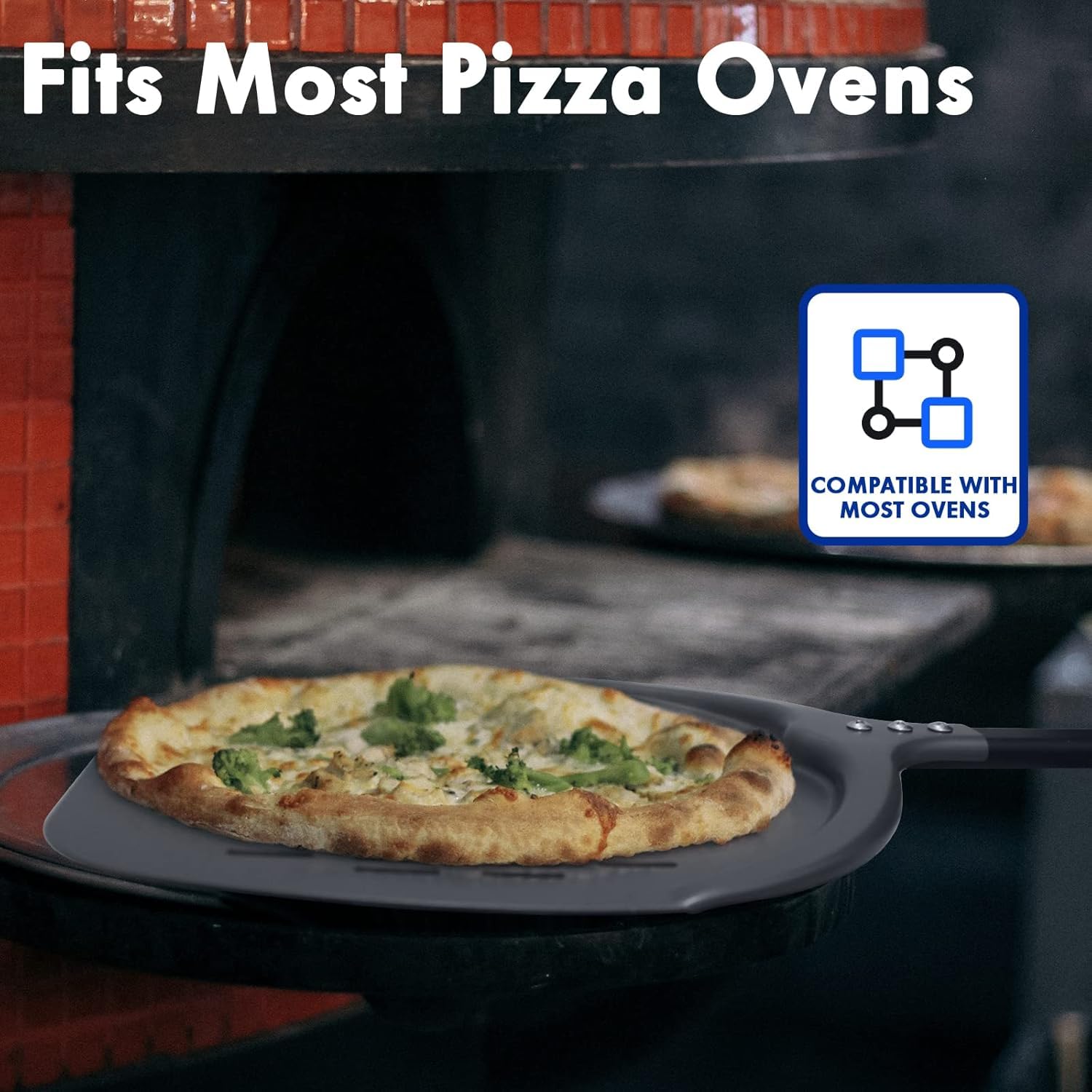 Pala de pizza, pala de pizza perforada de 14 pulgadas, paleta de pizza de aluminio profesional, grado de restaurante, mango largo, antiadherente para horno de pizza al aire libre