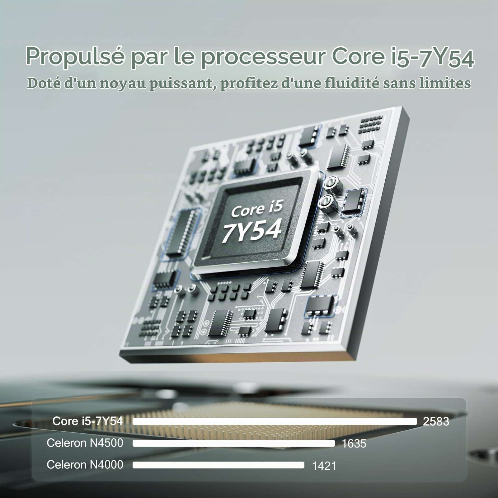 Ordinateur Portable 15.6" PC Portable Win 11 Core i5-7Y54 Processeur(Jusqu'à 3,2 GHz) Office 365, 16 Go RAM SSD 512 Go, Laptop FHD IPS Clavier Rétroéclairé, WiFi 5, Bluetooth 4.2 Mini-HDMI USB 3.0