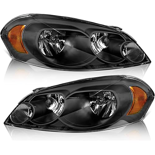 WEELMOTO Headlights Assembly For 2006-2013 Chevy Impala, Headlight Assembly Pair Headlamp Replacement For 14-16 Chevy Impala Limited; 06-07 Chevy Monte Carlo, 06 07 08 09 10 11 12 13 Black Housing