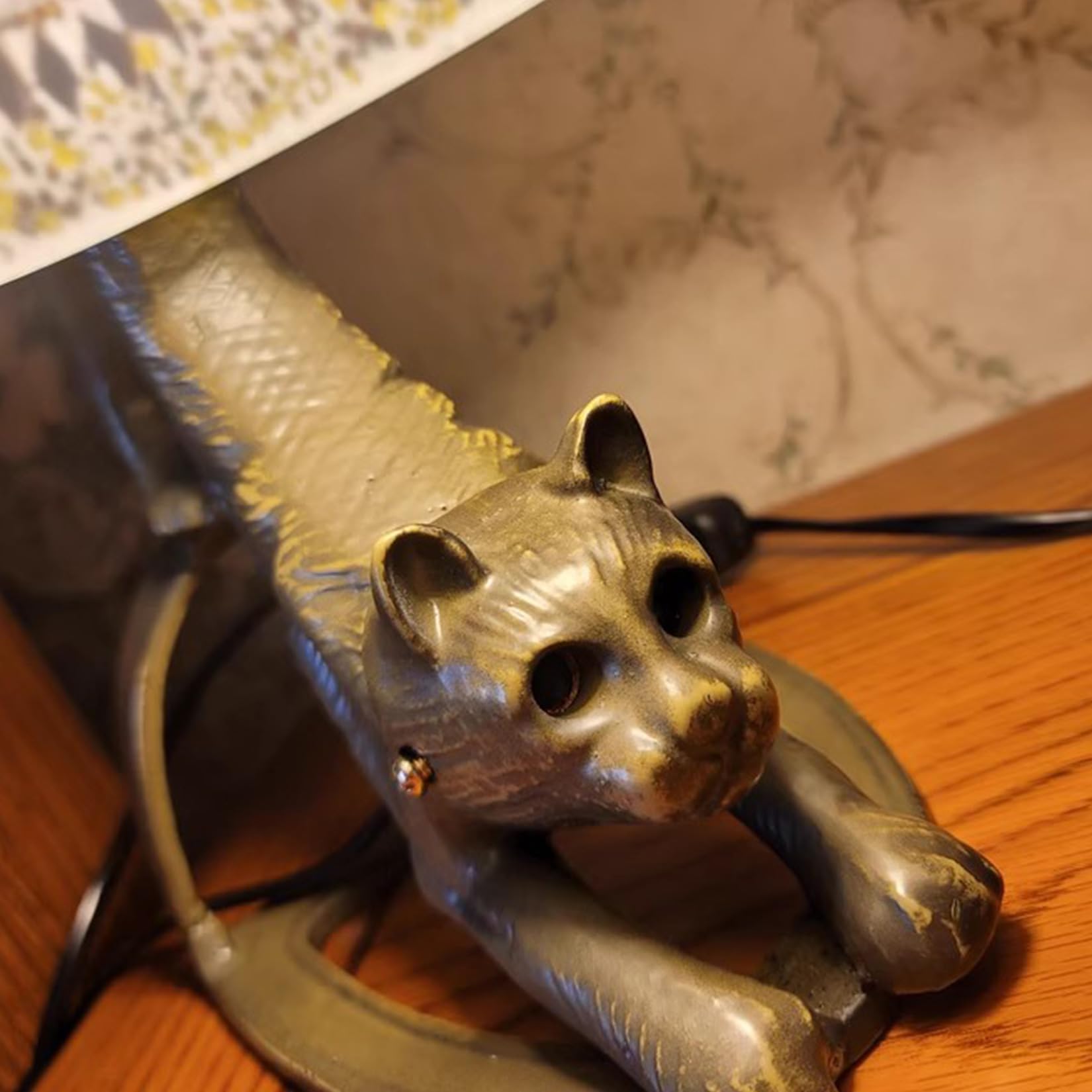 errzom Turkish Moroccan Lamp with Cat Base Handmade Tiffany Mosaic