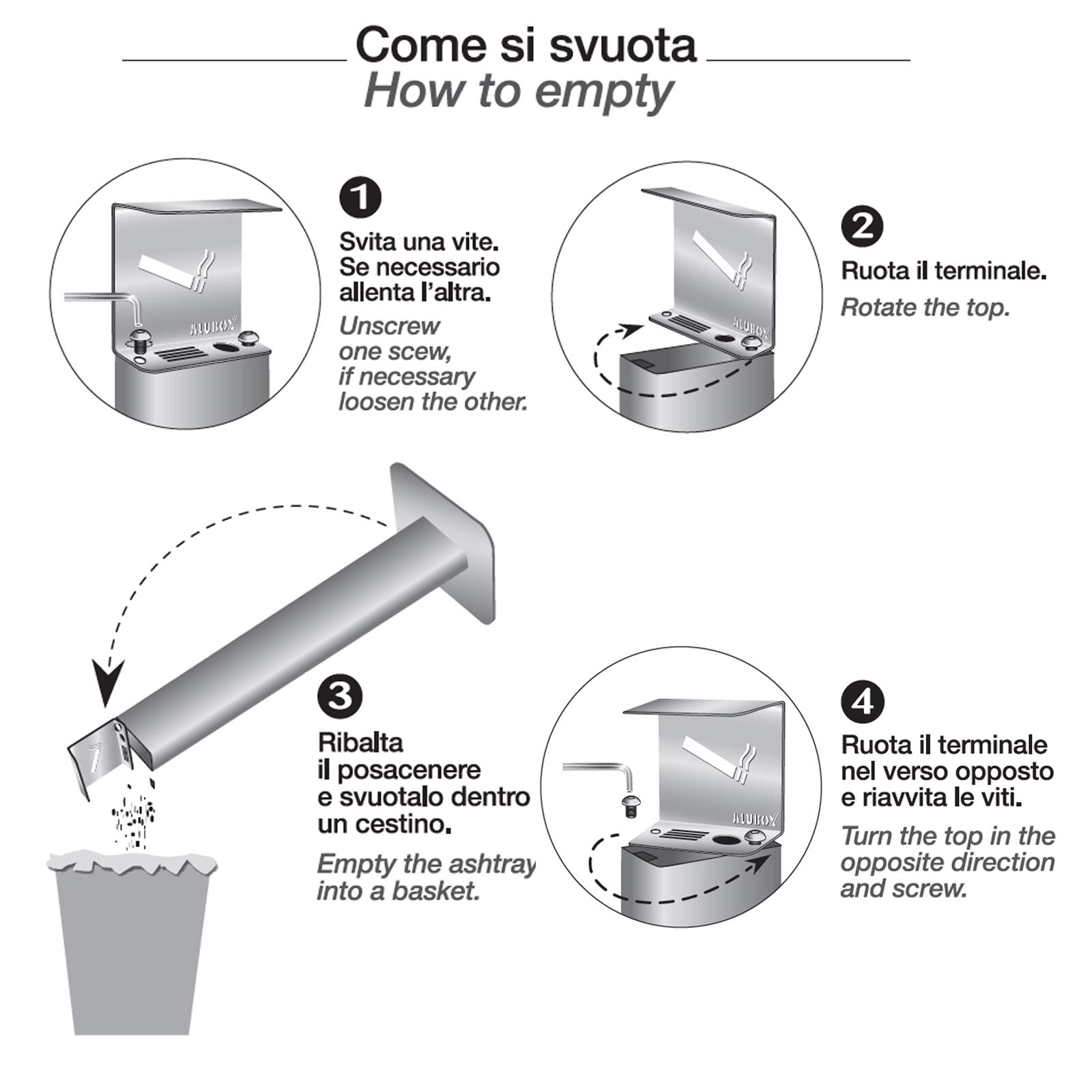 ALUBOX Posacenere Da Esterno Autoportante 30X30X98 Cm Portacenere Da Esterno Made In Italy In Acciaio Inox E Alluminio Ideale Per Esercizi Commerciali (ANTRACITE)