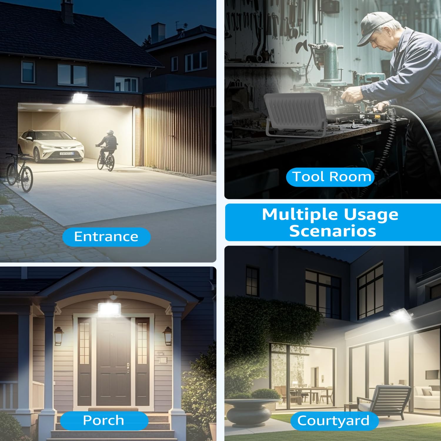 Aigostar Foco LED Exterior 50w, 4500LM Foco Proyector LED, IP65 Impermeable Luz de Seguridad, Natural 4000K Luces exterior, Para Jardín, Patio, Garaje, Paquete de 10