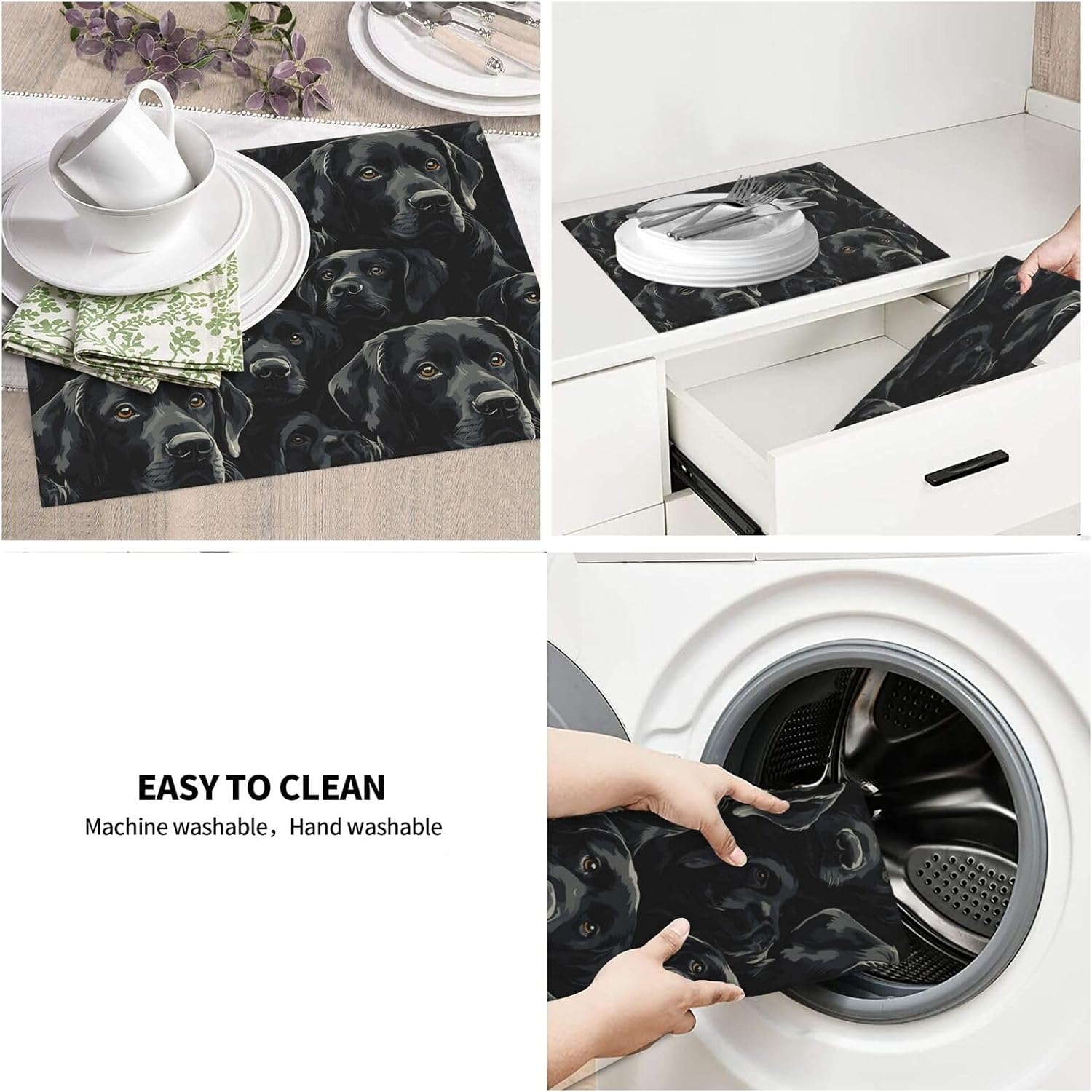 Elegant Black Labrador Dish Drying Mat For Kitchen Counter Gentle Dog Dry Mats Microfiber Dish Drainer Mat Protector Pad Absorbent Fast Drying Kitchen Must-Have 16x18 Inch