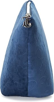 Juicy Couture Blue Velour Makeup Bag, Wedge Shaped, Heart Crown