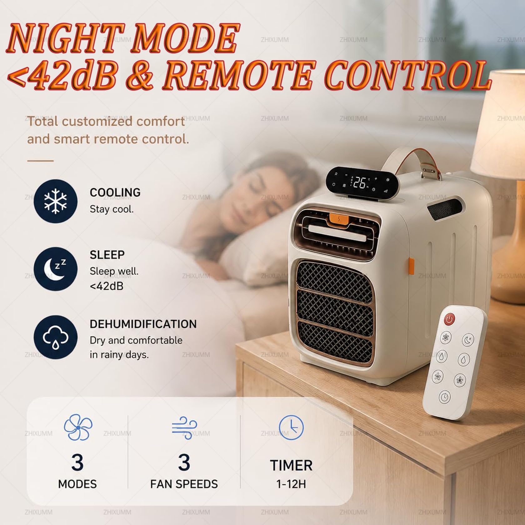 Condizionatore Portatile, Climatizzatore Mobile Per Piccoli Spazi (8–10 M²) | Condizionatore Da Campeggio Da 4700 Btu/800 W Con Modulo Di Riscaldamento Opzionale Da 800 W, Flusso D'Aria (45 Db)