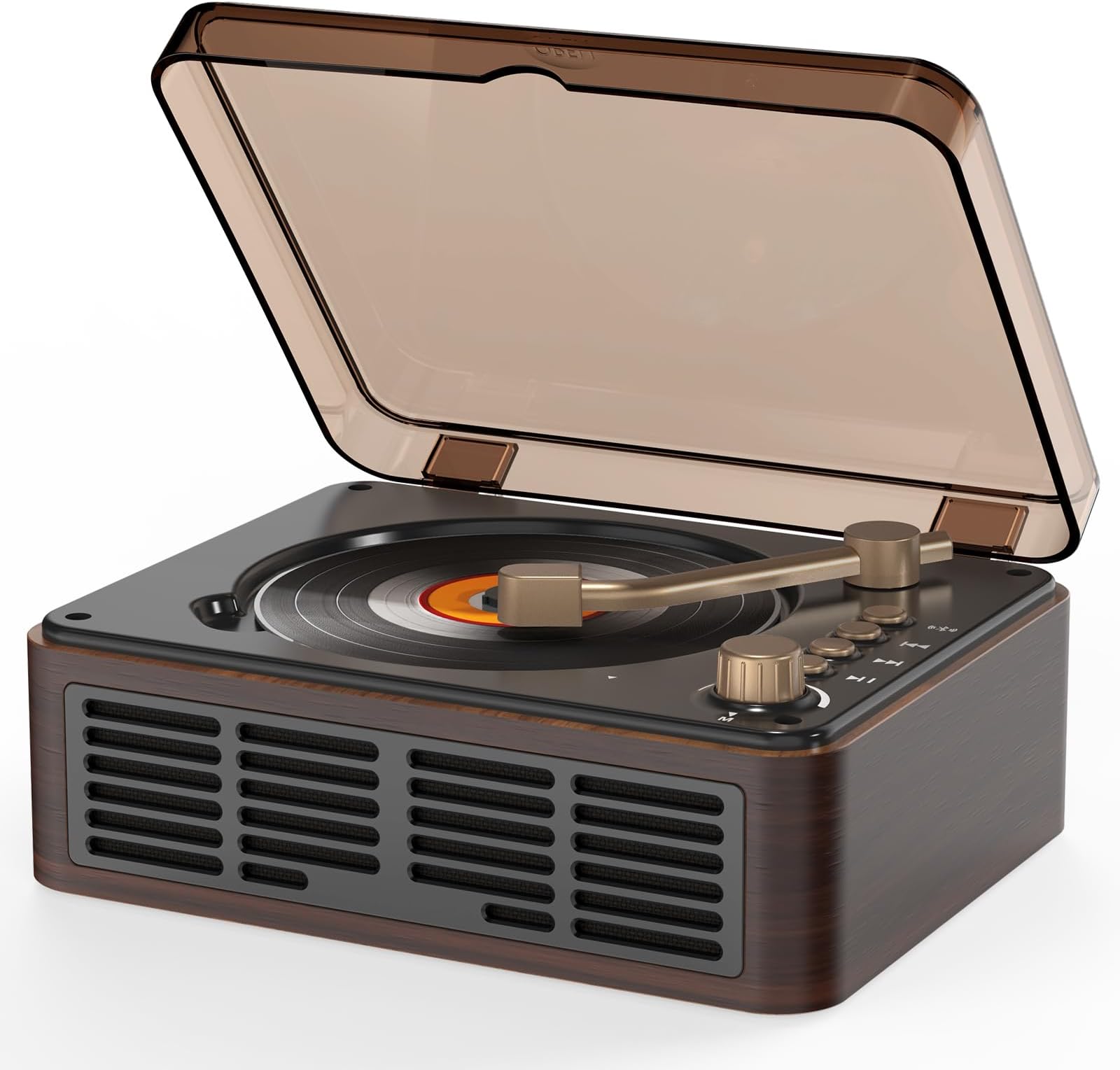 CD Player Portable with Bluetooth,Double HiFi Sound Speakers,Desktop CD Music Players,Support AUX/USB/Headphone Jack/Music Fiber Optics/FM Radio Boombox for Home,Office (Brown)