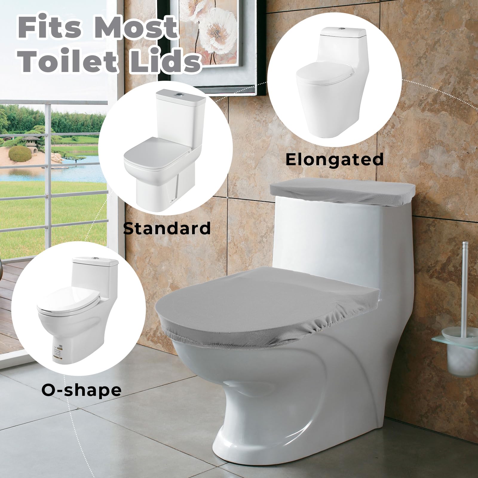 Grey Toilet Lid & Tank Covers - Protect & Decorate -6