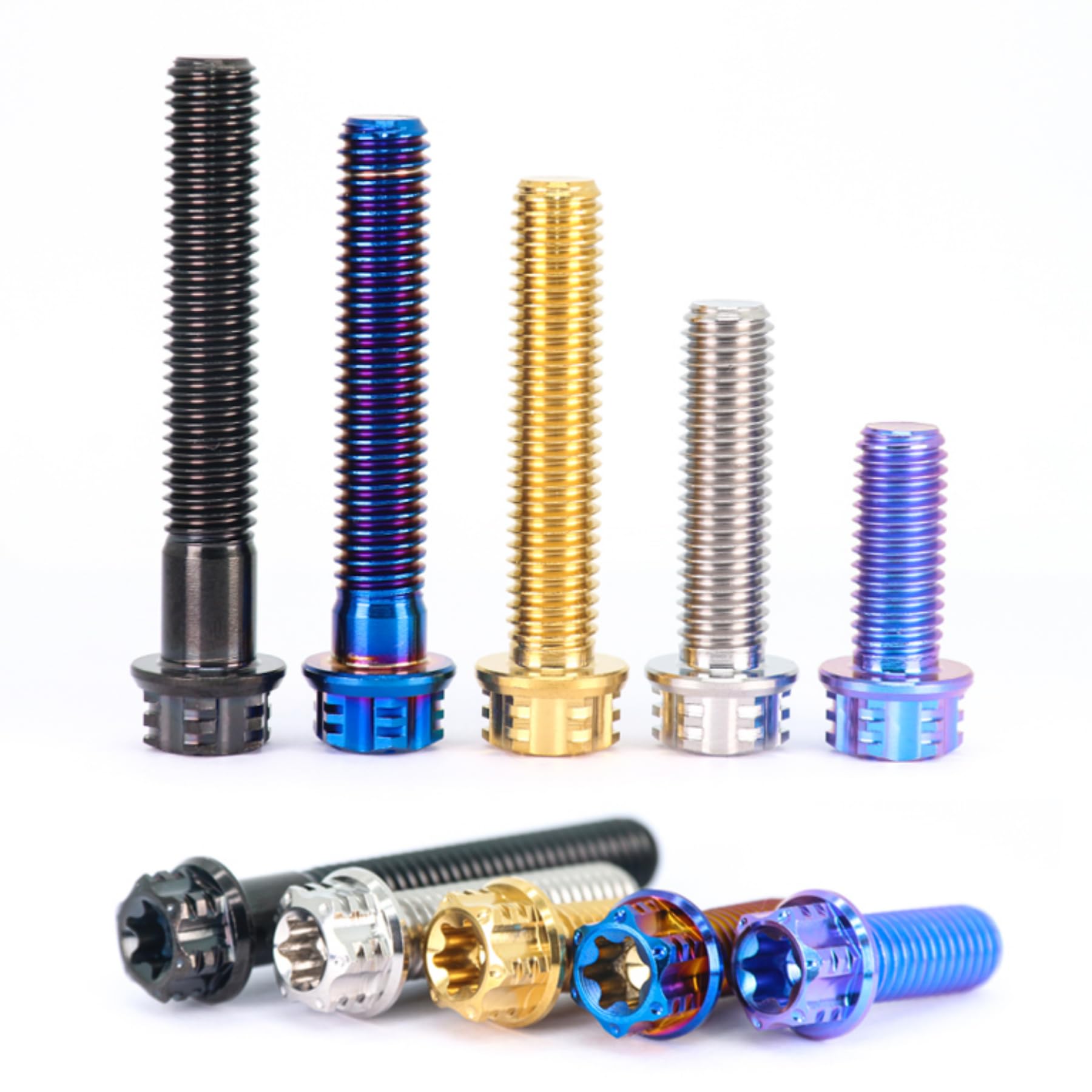 GR5 (Ti-6Al-4V) Titanium Alloy Fancy Screws, Torx Anti-Theft Screws, Fancy Flange Screws, Titanium Alloy Screws, 4 Pieces M5 M6 M8 M10 (Blue Purple, M8x25mm=4pcs)