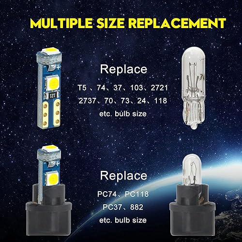 Miniatura 4 de T5 37 74 Bombilla LED con casquillo de bloqueo de giro PC74 PC37, panel de instrumentos, panel de luz de clúster, paquete de 10