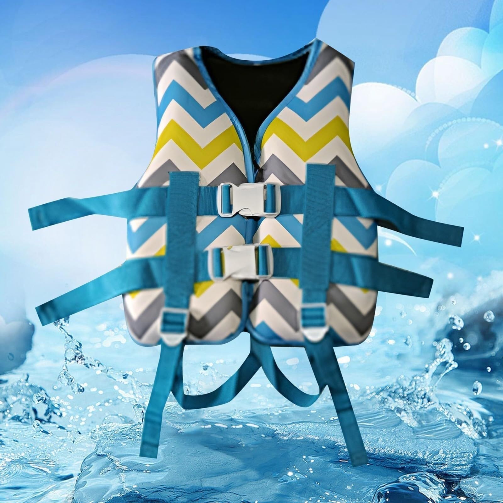 Schwimmweste for Kleinkinder mit Reißverschluss und Verstellbarem Gürtel, Schwimmweste for Kinder im Alter von 2–8 Jahren(B,S(5-8 Years))
