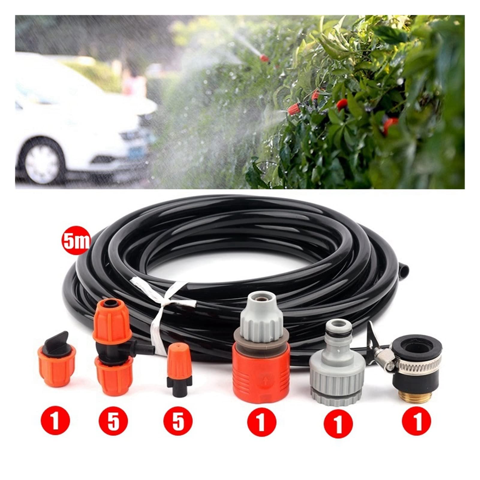 Części rurociągów do nawadniania ogrodu 3~10m Micro Drip systemu nawadniania trawników Szklarnia ogród Nawadnianie rozpylania Nozzle Podlewanie Kit Ogrodnictwo Podlewanie systemu (Color : 5m Kits)