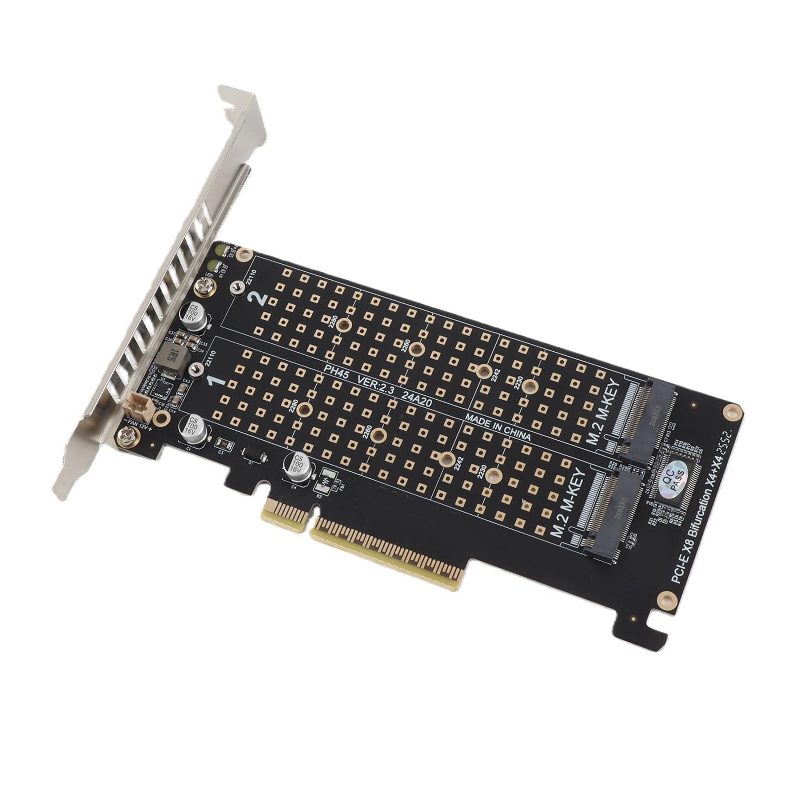 Tarjeta adaptadora PH45, Tarjeta de expansión del Lector, Adaptador M.2 Adaptador PCIE Dual M.2, Disco Duro M Key, SSD NVMe M.2 Dual a convertidor de Disco Duro PCIE X8 M Key(ph45)