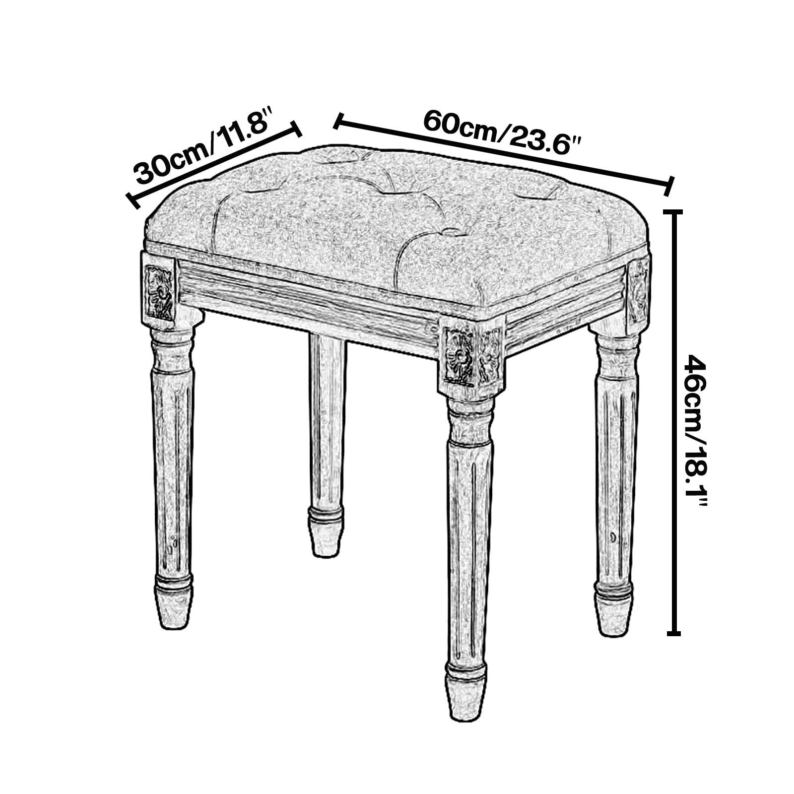 Toaletka do makijażu, zabytkowy taboret do makijażu w sypialni, pianino z rustykalnym drewnem, łatwy montaż, do sypialni, łazienki, 23,6''x11,8''x18,1'' (kolor: niebieski)