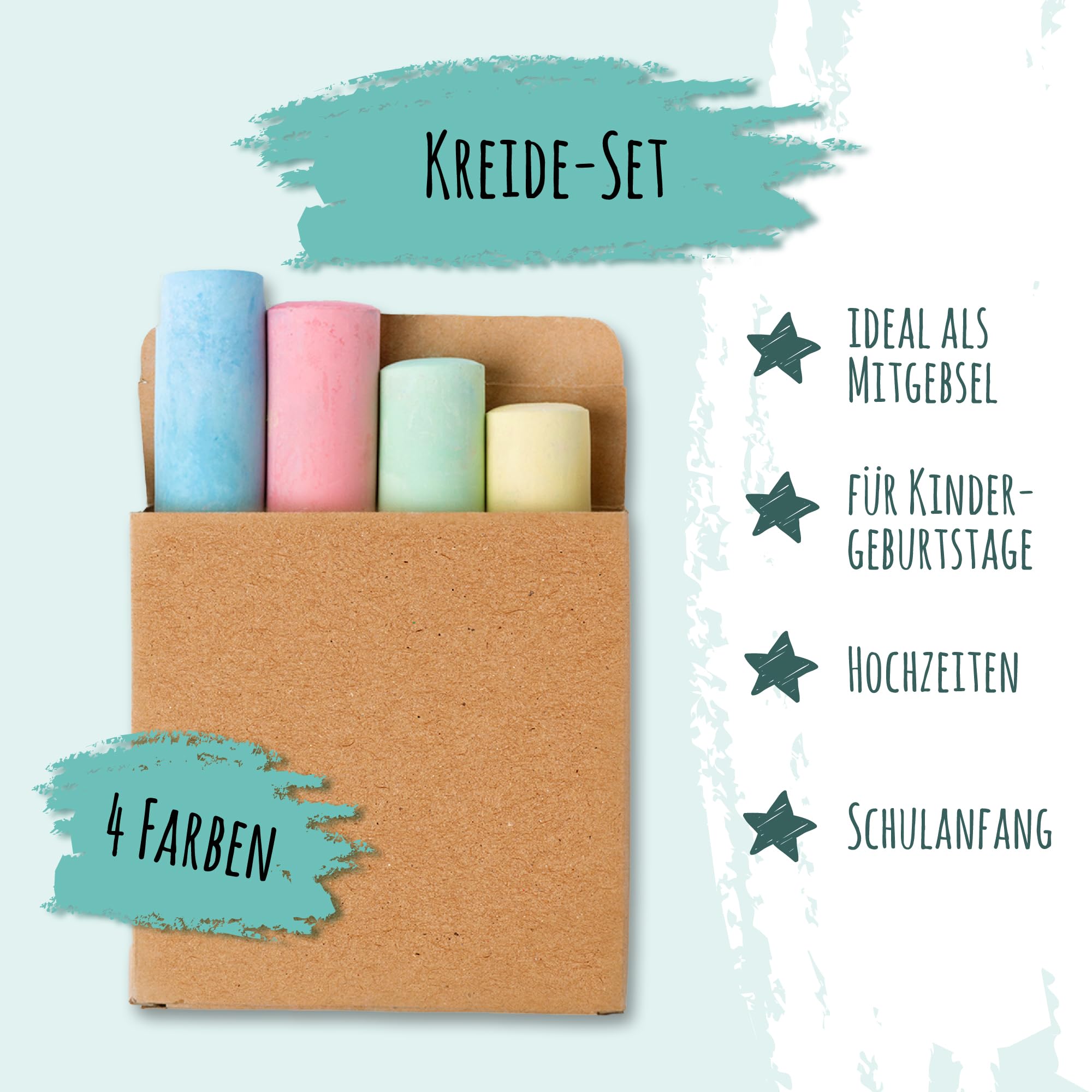 8 paquetes de tizas de 4 colores, tiza de colores para pintar, tiza callejera, tiza para niños, ideal para cumpleaños infantiles, comienzo escolar y bodas, no tóxico y lavable