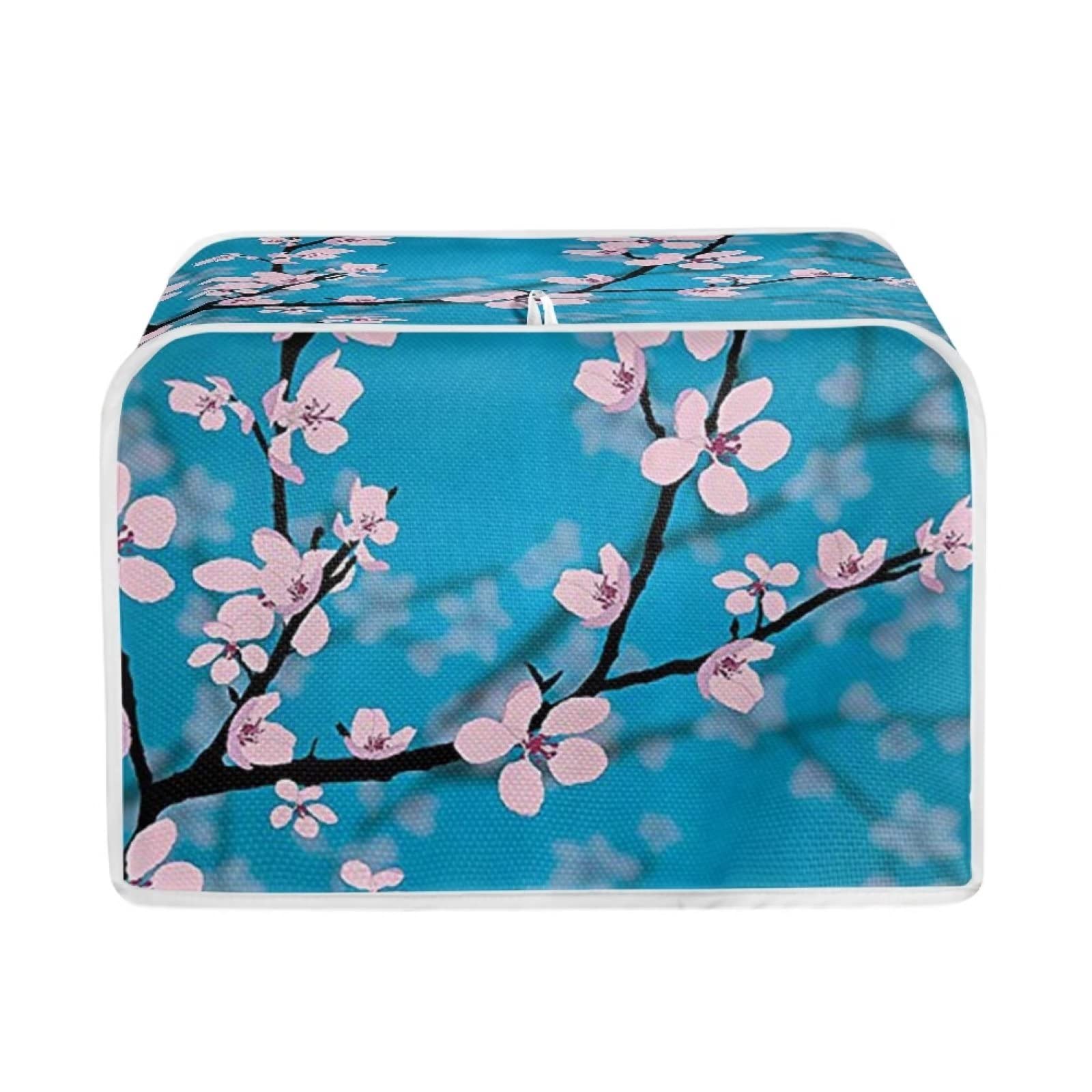 Xoenoiee Toaster Covers - 2 Slice Wide Slot Dust Case with Handle, Elegant Cherry Blossom Pattern