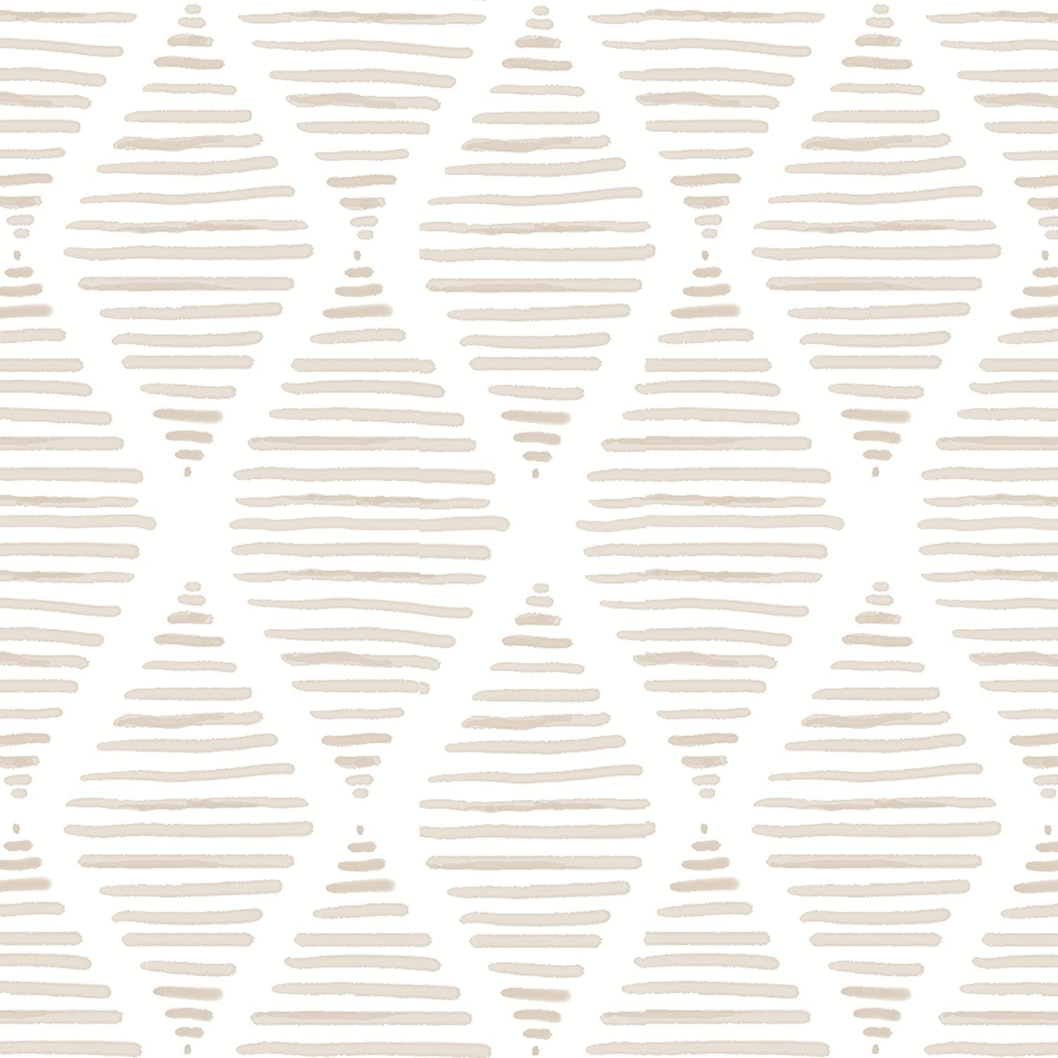 Okydoky Moderne Streifen-Tapete zum Abziehen und Aufkleben - Beige und Weißes Kontaktpapier, 44cm x 1000cm, Selbstklebend, Abnehmbar, Dekorativ, Vinyl - 8202-Beige-10.DE
