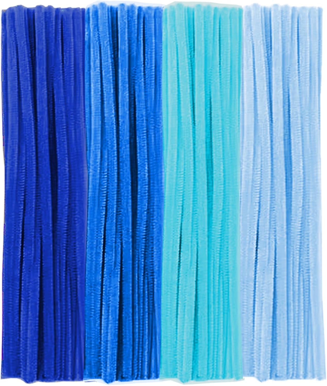 Blue Pipe Cleaners, 100 Pieces Chenille Stems Craft, 12 inch Long Fluffy Pipe Cleaners for Creative DIY Art Craft Projects, Home Decoration Supplies (6 mm x 30 cm, Blue Series-4 Colors)