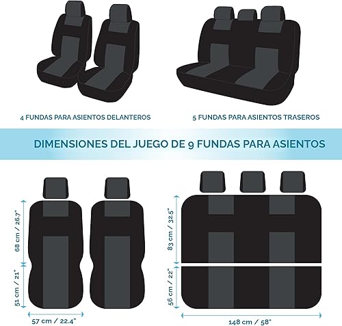 Miniatura 10 de BDK PolyPro - Juego completo de fundas de asiento de automóvil en rojo sobre negro funda de asiento de banco dividido delantero y trasero fácil de