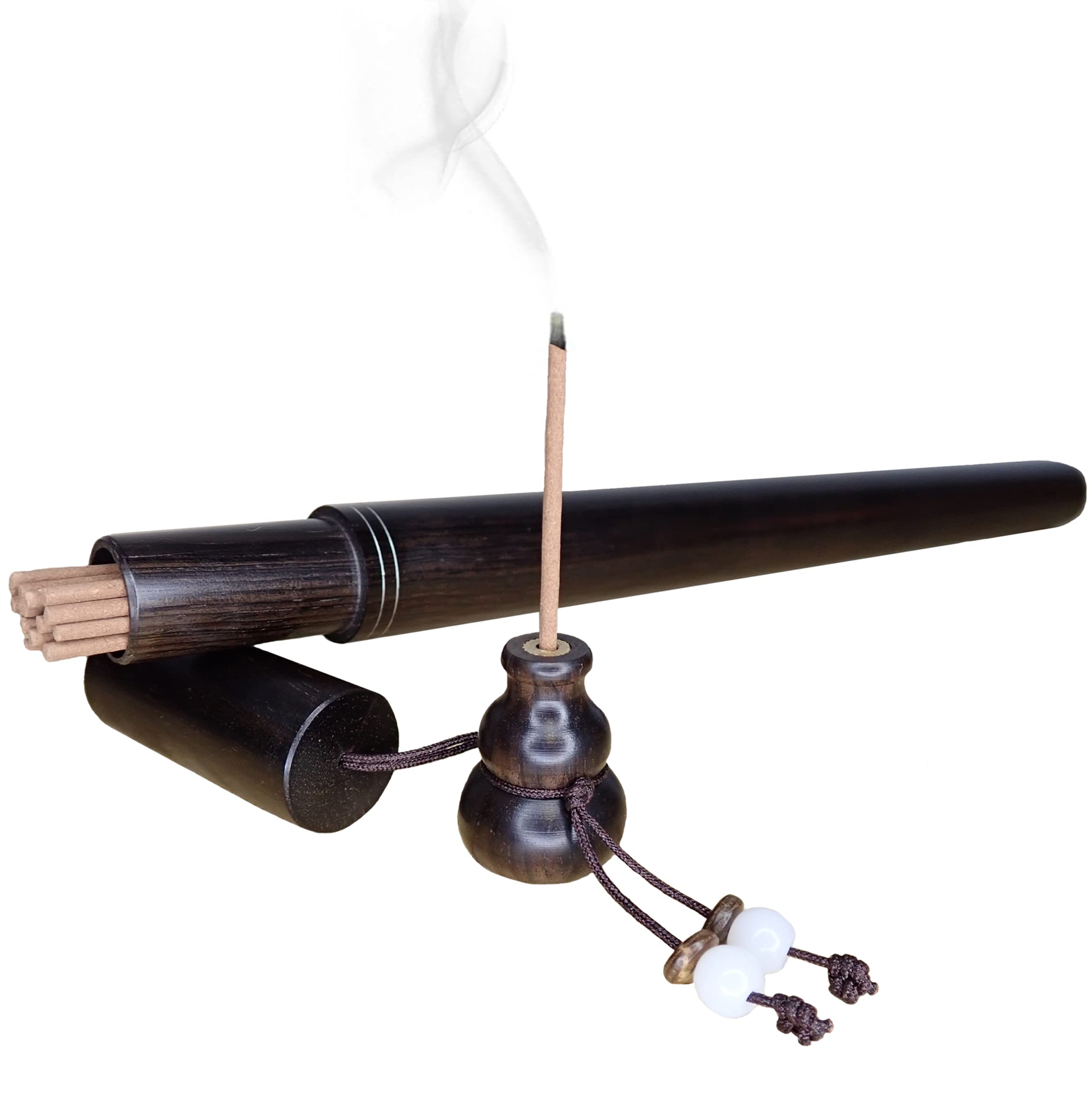 Räucherstäbchenhalter aus Ebenholz mit praktischer Aufbewahrung für 40 Räucherstäbchen Sandelholzduft, für Meditation Aromatherapie Yoga 