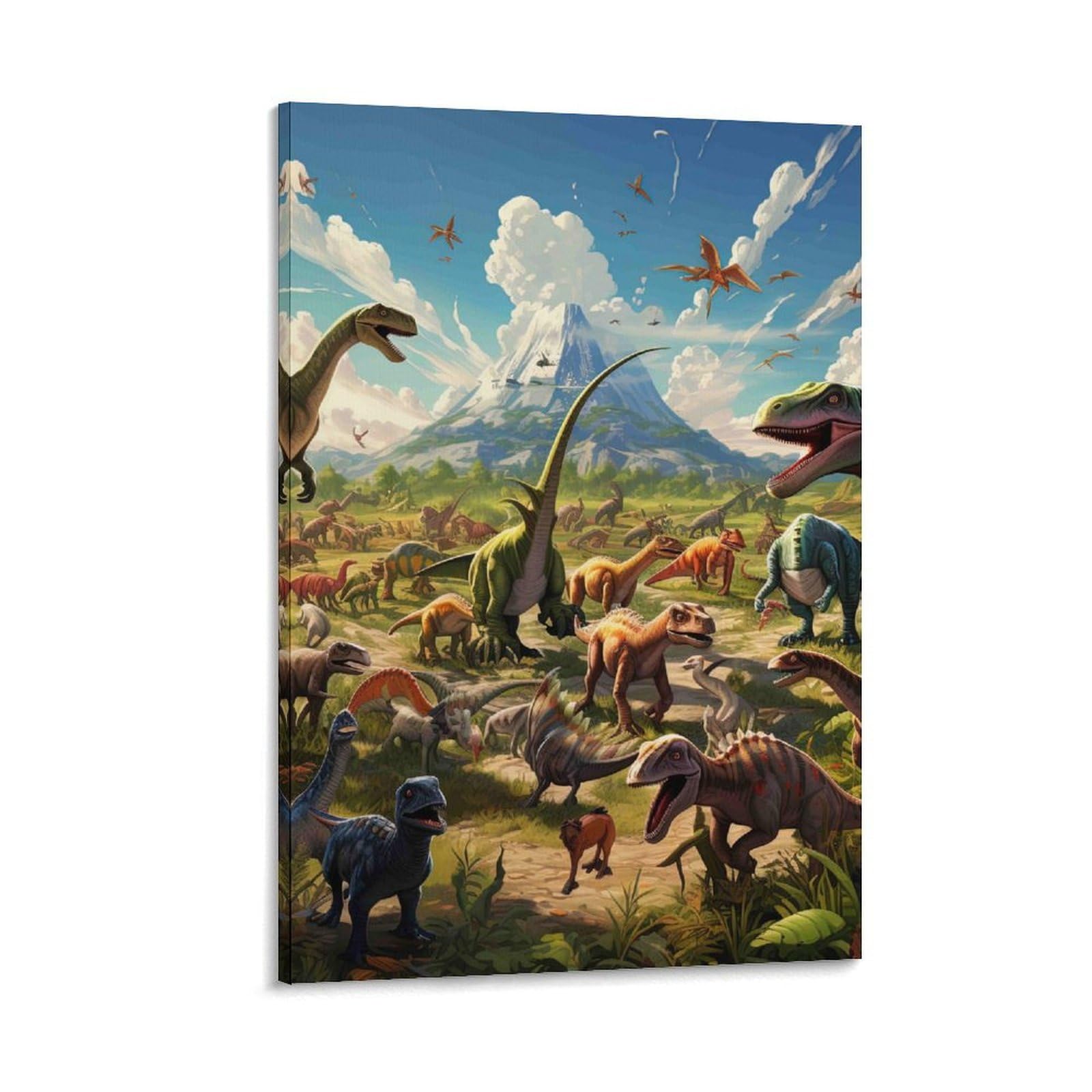 DHBANEIOK Dinosaur Scene Prehistoric Poster Artwork Giclee Canvas Prints Modern Wall Art Picture Wall Hanging for Home Decorations 24x36inch(60x90cm)