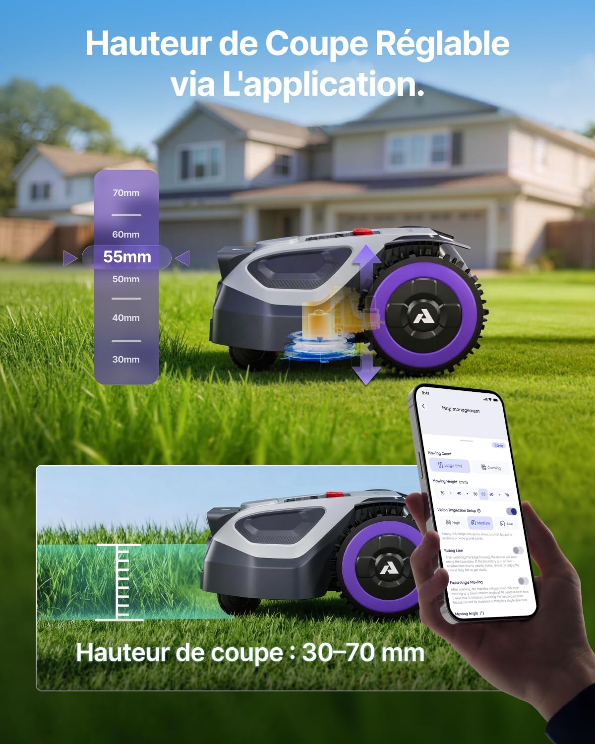 ANTHBOT Robot Tosaerba Wireless, NetRTK, 4G, Doppia Fotocamera e Funzione di Mappatura Automatica Multizona, 1000㎡，M9,5000mAh