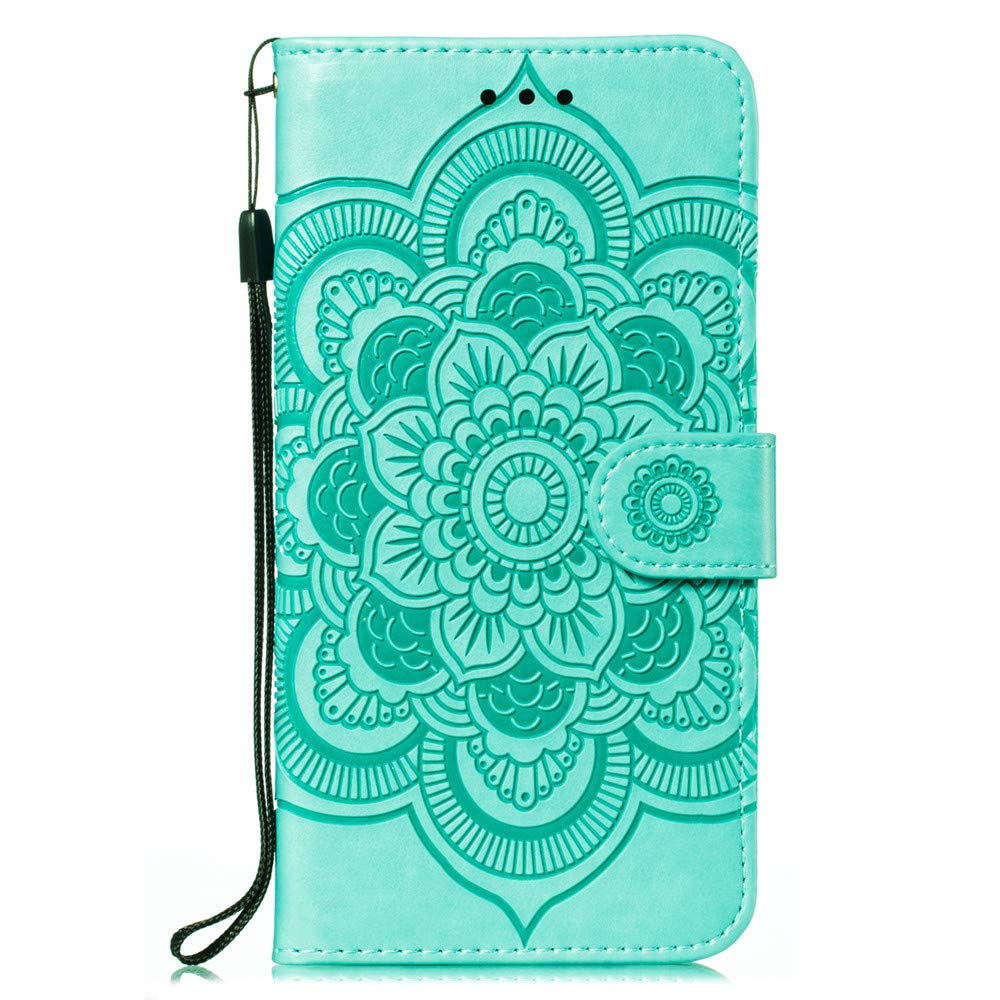 Asdsinfor Galaxy A20S Case Full Stylish Advanced Embossing Wallet Case Credit Cards Slot with Stand for PU Leather Shockproof Flip Magnetic Case for Samsung Galaxy A20S Sunflower Green LD