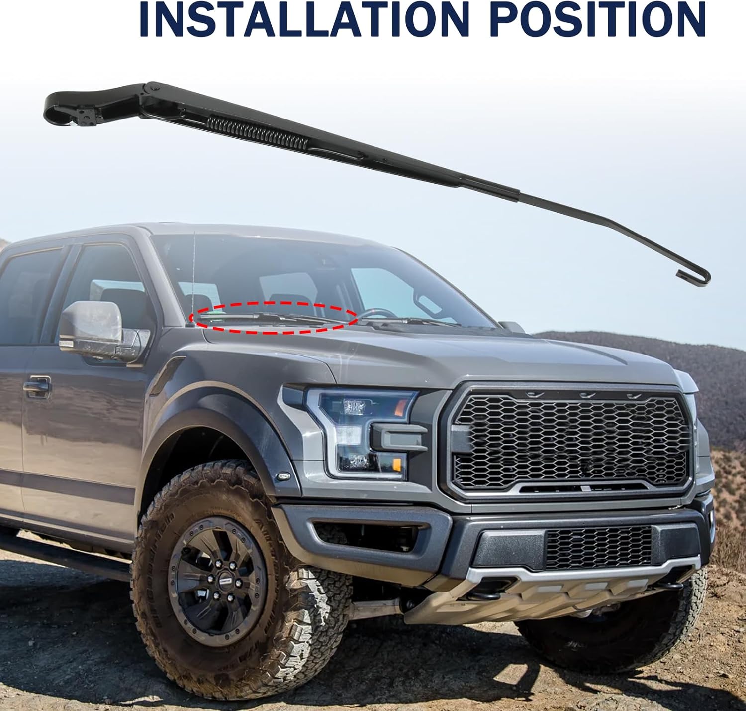 Passenger Side Front Windshield Wiper Arm #FL3Z-17526-A - Compatible with Ford F150 2015-2021, Expedition 2018-2023, F250 F350 F450 F550 2017-2023, Lobo 2015-2021, Lincoln Navigator 2018-2021