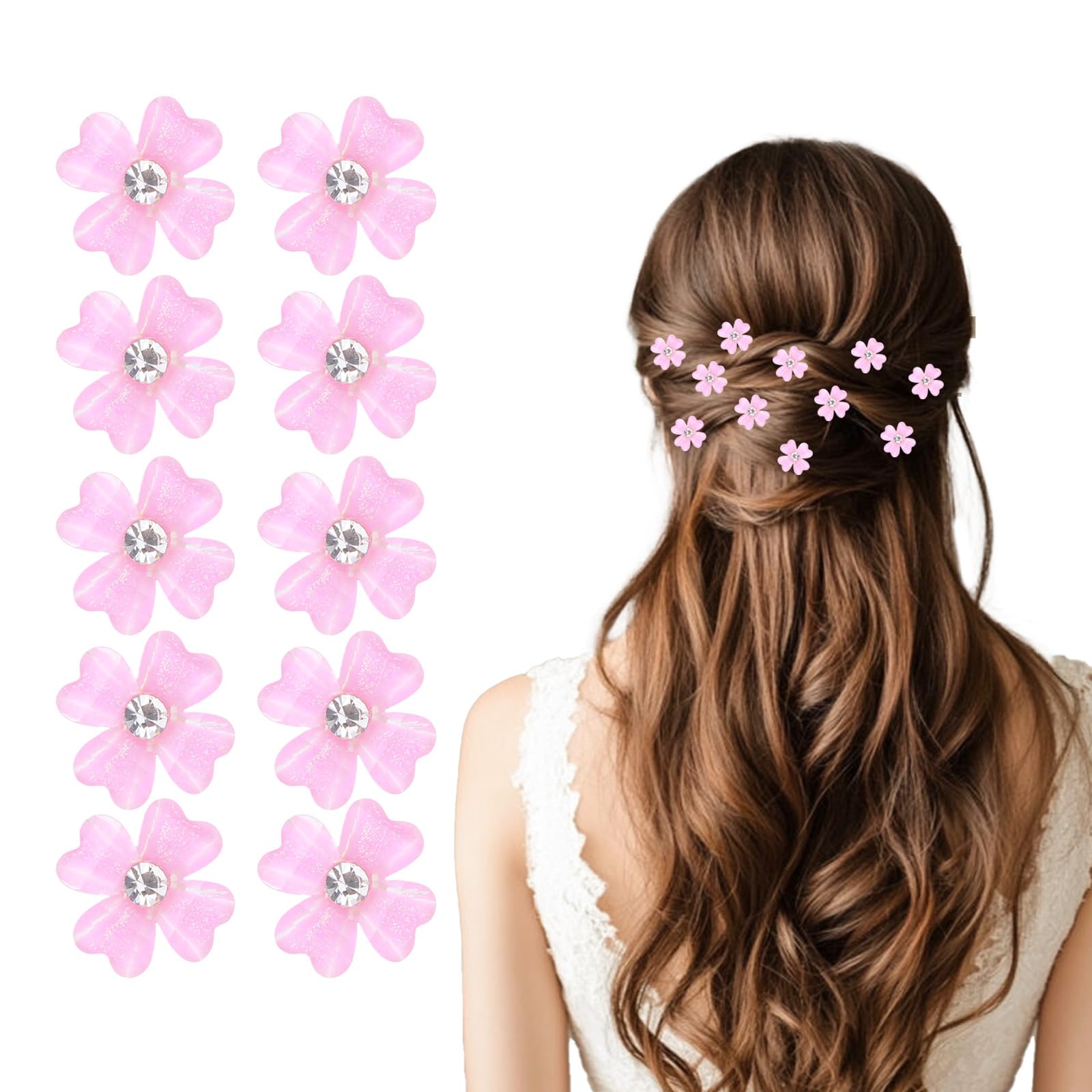 10 Stück Mini Blumen-Haarklammer – Kleine Lila Blüten Aus Acryl, Haarspangen Für Frauen & Mädchen, Hochzeit Zubehör