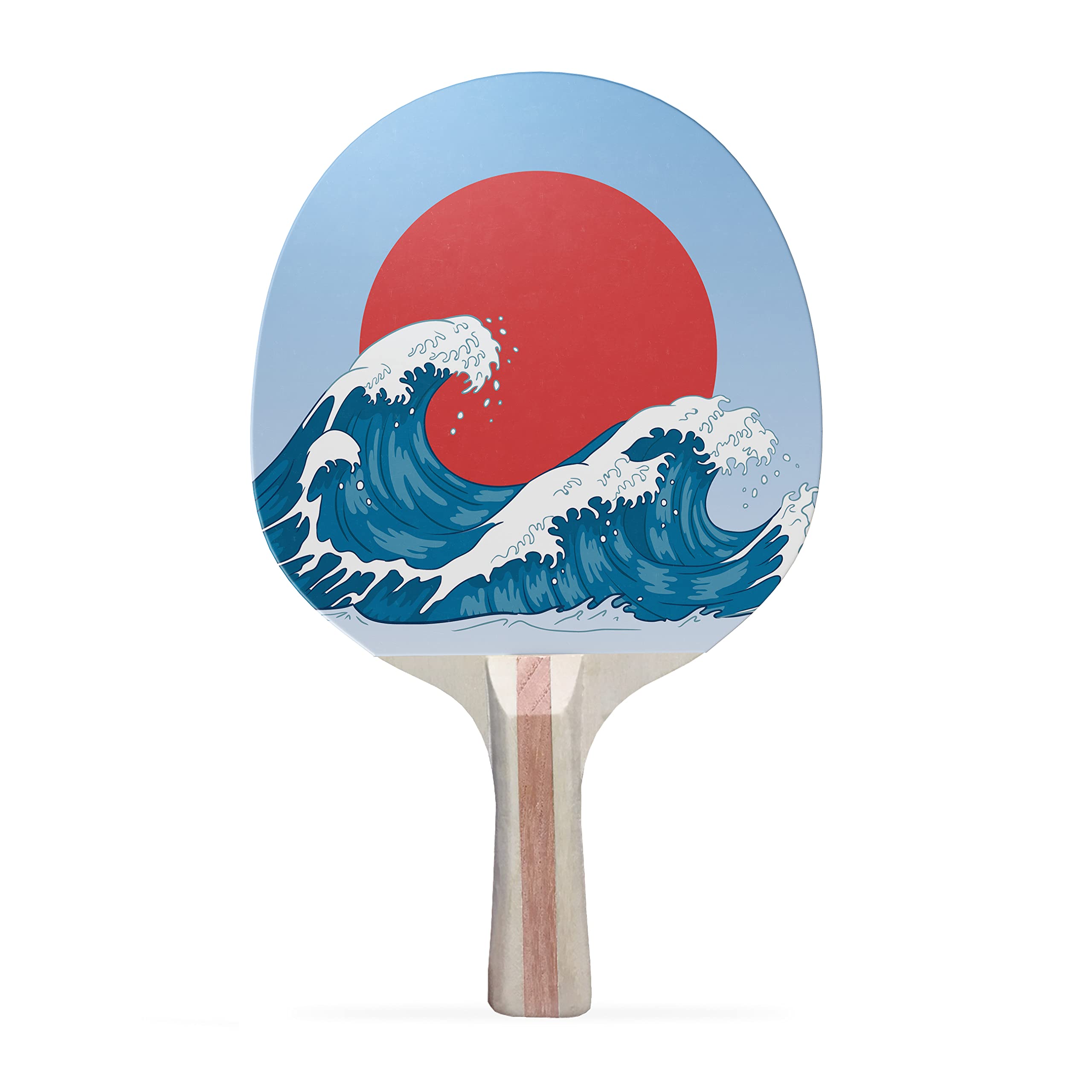 TigerTail Sports Sunset Wave Colorful Design Ping Pong Paddle, Premium 5 Ply Table Tennis Racket (Black on Back)