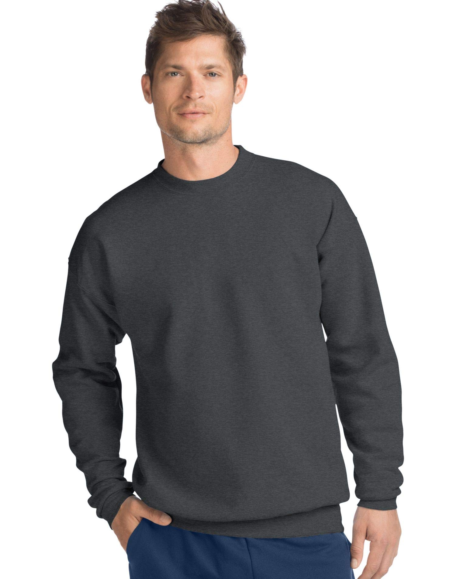 Hanes ComfortBlend EcoSmart Men`s Crew Sweatshirt, 3XL Charcoal Heather