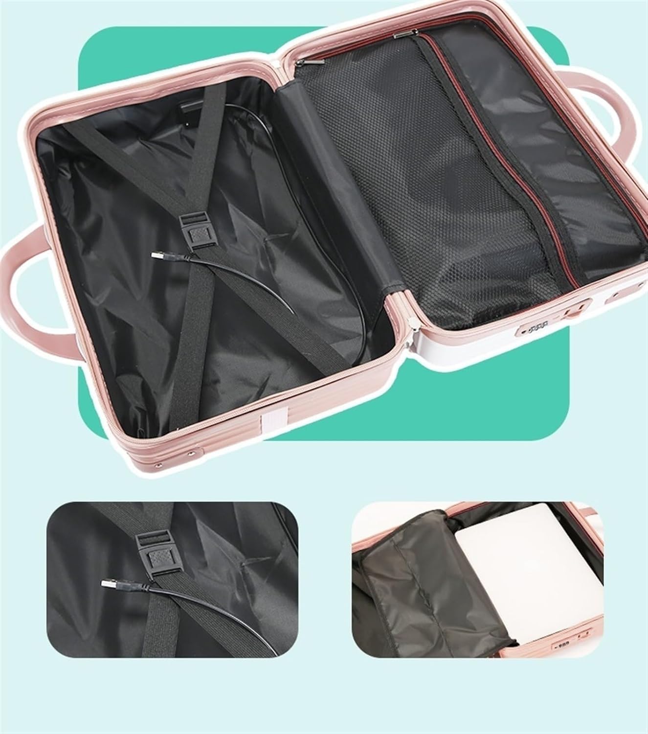 Maleta Maleta portátil, Equipaje de Mano, Maletas, función Recargable, diseño, Maleta, embarque con contraseña para Mujer Bolsas de Viaje