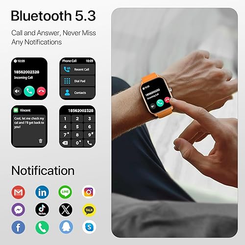 Miniatura 4 de Reloj inteligente para mujeres/hombres, reloj inteligente HD de 2.01 pulgadas con llamada Bluetooth, más de 100 modos deportivos, monitoreo del