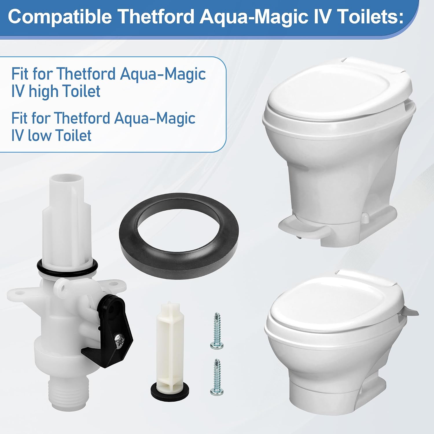 13168 Upgraded RV Toilet Water Valve Kit Compatible with Thetford Aqua Magic IV Toilets, Toilet Valve Replace Magic IV RV Toilets High and Low Models, Rv Toilet Parts for Thetford with Flange Seal