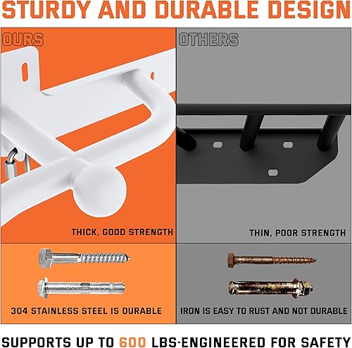 Miniatura 5 de Wall Mounted Pull Up Bar - Heavy Duty Chin Up Bar, Pull-Up Bar for Garage, Joist, Wall Mount - Multifunctional Fitness Bar, Supports up to 600 Lbs