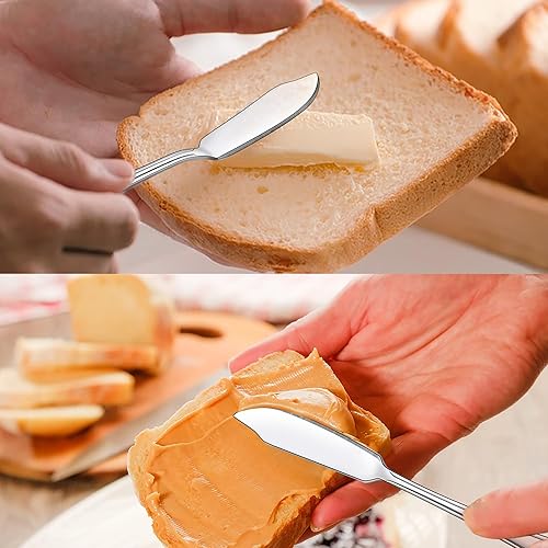 Miniatura 6 de E-far Utensilios de servir, 6 piezas de cuchara de servir de acero inoxidable, cuchara ranurada, tenedor, pinzas, servidor de pasteles y cuchillo de