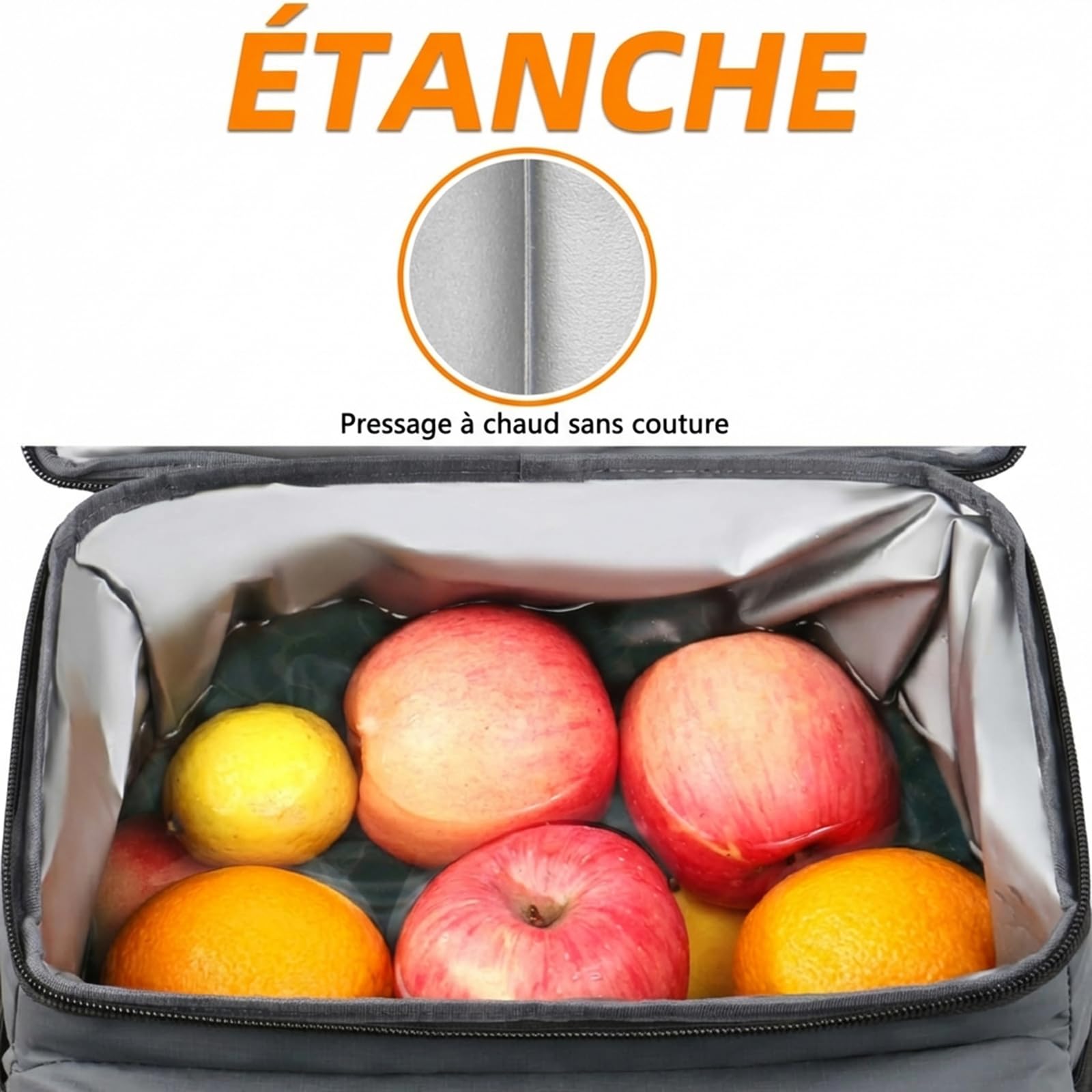 MATEIN Sac à Dos Isotherme, Sac Isotherme 34L Grande Capacité avec Compartiment Glacière Souple, Étanche Sac Isotherme Repas Travail Double Couche pour Plage Camping Randonnée, Cadeau Homme, Gris | Sac à déjeuner anti-fuite avec décapsuleur, facile à nett