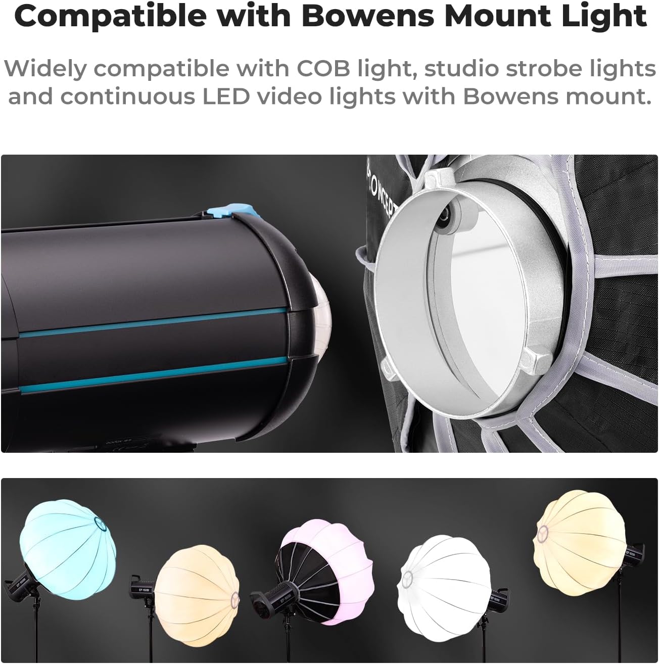 K&F CONCEPT 26"/65cm Softbox Lantern Soft Light Modifier, Quick Release Light Diffuser Softbox, Compatible with Bowens Mount, with Carrying Bag, for Photography Studio Speedlite Flash and Monolight