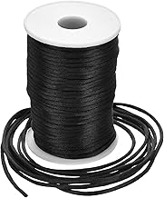 Rebower Nylon Satin Cord 3mm, 50m Nylon String for Bracelet Braided Thread [for Jewelry Making Necklace Chinese Knot Craft] - Black