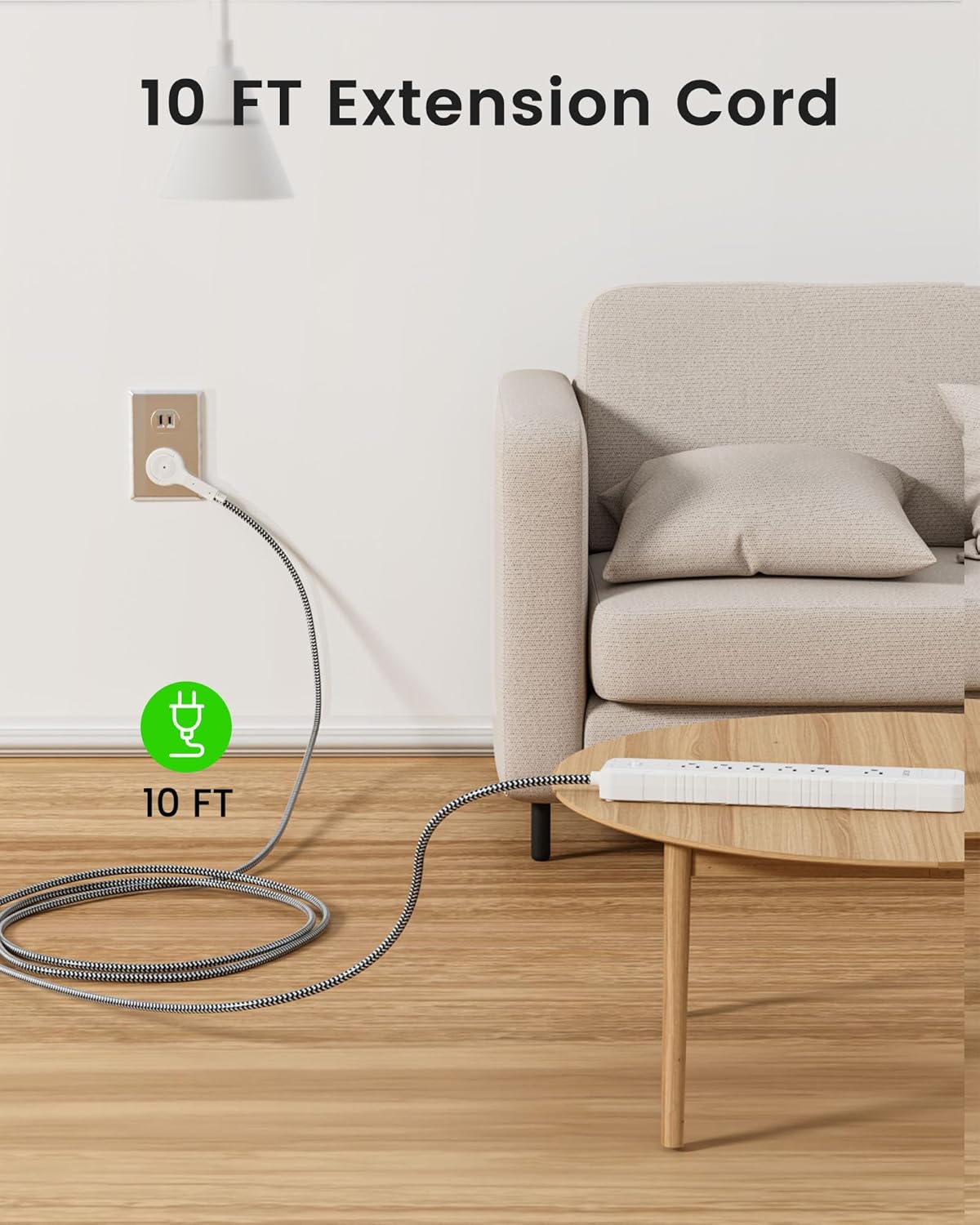 2 Prong to 3 Prong Outlet Adapter, LENCENT 2 Prong Power Strip, 1050J 2 Prong Flat Plug Surge Protector, 10ft Extension Cord, 6 AC Outlets & 4 USB(1 Type-C), Ideal for Non-Grounded Outlets