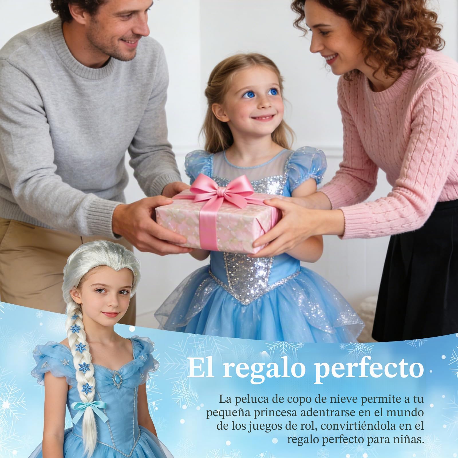 Peluca Elsa, Peluca Frozen Niña, Princesa Pelucas para Mujeres y Niñas, Pelucas Rapunzel Niña para Disfraz de Carnaval y Fiesta Mayores