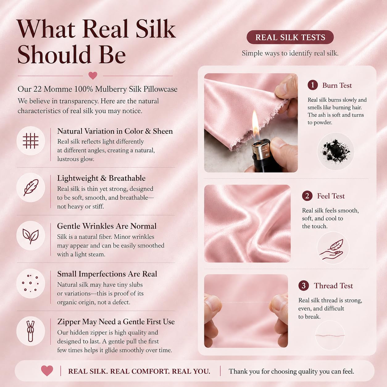 Pink Silk Pillowcase for Hair and Skin, Oeko-TEX Certified 22 Momme 100% Mulberry Silk Pillow Case, Grade 6A Real Silk with Hidden Zipper for Women, Standard Size 20" x 26", 1 Pack (Standard, Pink)