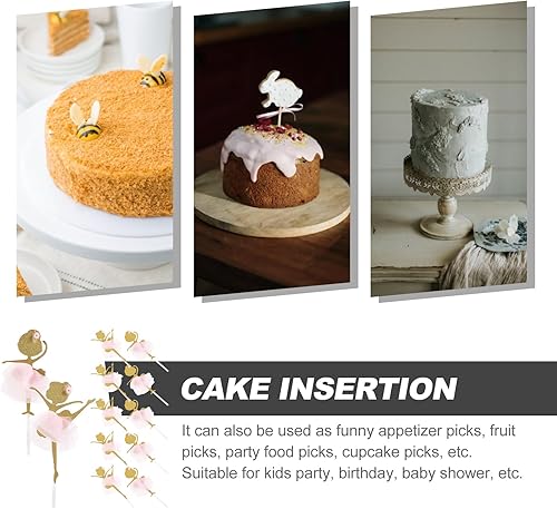 Miniatura 7 de BESTOYARD 12 piezas de decoración de cupcakes de bailarina con purpurina dorada para boda, despedida de soltera, fiesta de cumpleaños