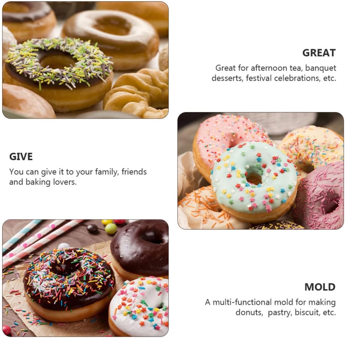 3Pcs Plastic Doughnut Mold for Donuts, Cake Baking Tool