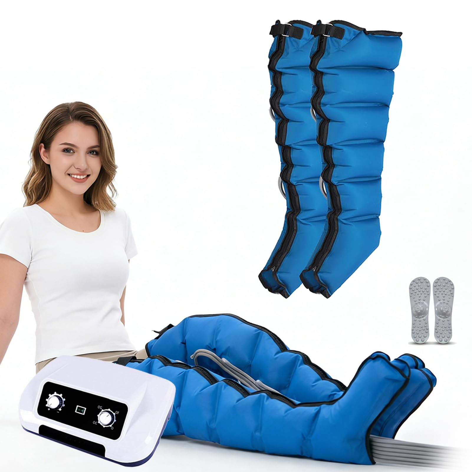 Presoterapia Para Casa Piernas Abdomen Y Brazos | Botas De Presoterapia Profesional Pierna Y Abdomen, 6 Camaras Maquina Masajeador Drenaje Linfatico Circulación, 30-240 MmHg