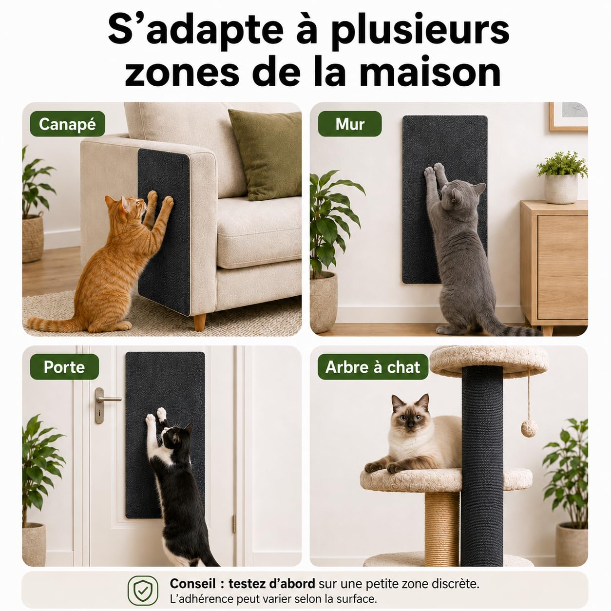 Protection Canapé Chat Anti Griffes, Griffoir Chat Canapé 200 x 40 cm, Tapis Griffoir Chat Autocollant à Découper, Protège Canapé Griffe Chat pour Meubles, Murs et Porte (Gris)