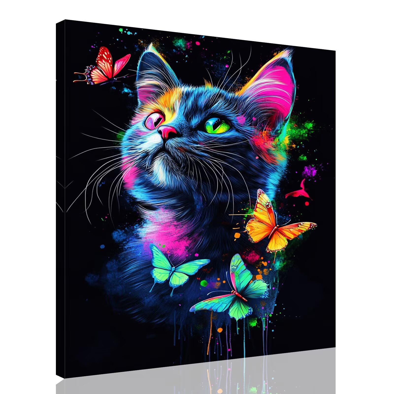 Dipingere Con i Numeri Adulti Gatto Dipingere con i Numeri con Telaio 50 x 70 cm,Farfalla Paint by Numbers con Vernici e Pennelli, Kit di Pittura a Olio Fai-da-Te per Decorazioni Casa Regalo,kk-871
